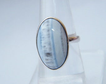 Blue Opal Ring, Handmade Ring, Blue Peruvian Opal Ring, Natural Gemstone Ring