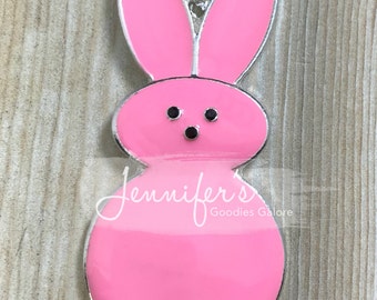 50*26mm, Enamel Pendant, Peeps Pendant, Easter Peeps, Rhinestone Pendant, Easter Pendant, Bunny Necklace, Easter Necklace, Chunky Necklace