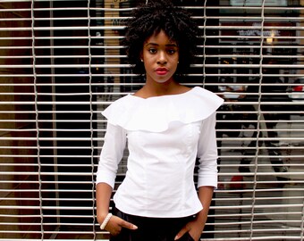 Women's ruffled Poplin top