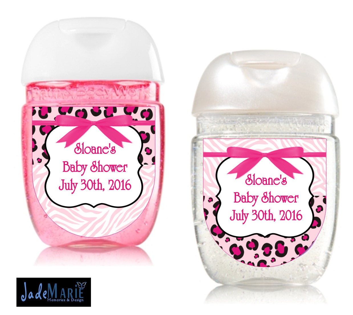 Pink Leopard Zebra Birthday Party Favors Hand Sanitizer