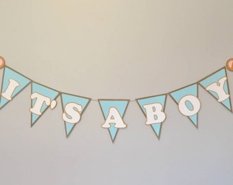 It's a Boy bear baby shower banner pennant