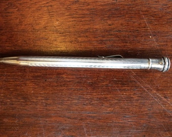 Mechanical pencil, Wahl-Eversharp, silver plated vintage Propelling pencil 13 cm, 1920 Made in U.S.A, Writing Implements, Antique Pencils,