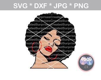 Afro woman, colored face, queen, svg dxf png jpg digital cut file for cutting machines, personal, commercial, Silhouette Cameo, Cricut
