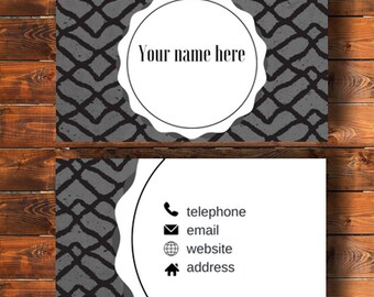 Printable business card, grey and white
