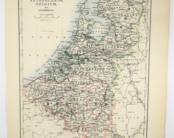 1895 antique netherlands belgium and luxemburg map