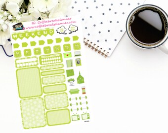 Planner Stickers |Mini Kit in Lime Green|Weekly Mini Kit|Boxes and Icons Weekly Kit|For use in a wide variety of planners and journals|MK004