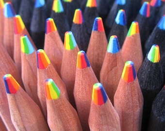 Rainbow Color Pencils / Rainbow Pencils / Natural Wood Rainbow Pencils / School Supplies / 7 Colors in one pencil / Cute Rainbow Pencils