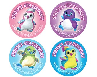 Set of Personalized Birthday Party Girl Boy Hatchimal Stickers hatchimals penguala draggles