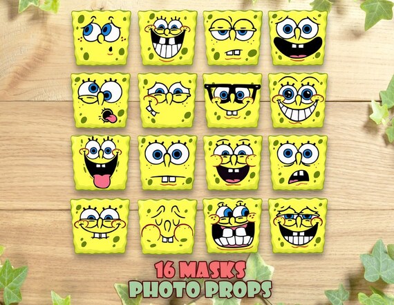 Spongebob Mask Photo Booth Props Birthday Party Inspired