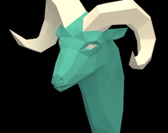 Ram's head. 3D papercraft. PDF GIFT diamond tamplate for free