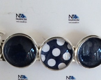 Barrettes / set of 2 /navy and dot