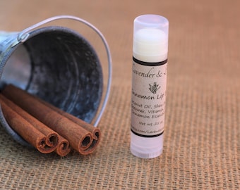 Natural Lip Balm, Cinnamon, Homemade Lip Balm, Beeswax Lip Balm, Shea Butter Lip Balm