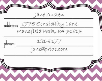 Printable Rolodex Cards in Teal Chevron