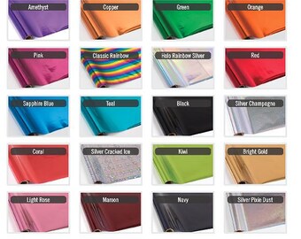 Heat transfer foil, Stahls' metallic textile film with foil adhesive sheet, HTV foil, 12x12, 12x24, 12x36 inch sheets