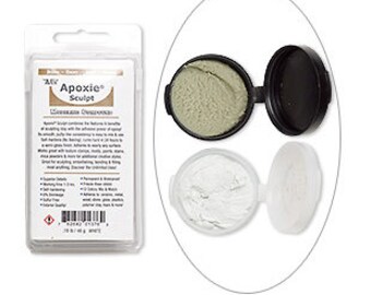 KIT includes: 46 g WHITE Apoxie Sculpt & 25 Snap Bases - DIY, Snap Jewelry, Aves, Apoxie Sculpt, Clay Snaps, Found Objects, Steampunk