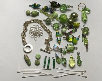 Charm Bracelet Kit | DIY Bracelet Kit | Jewelry Making Kit | Green Charm Bracelet | Charm Bracelet Parts | Charm Bracelet Findings