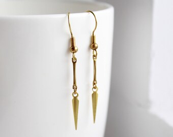 Brass Earrings Dainty Earrings spike earrings dainty jewelry edgy jewelry boho earrings brass jewelry raw brass earrings bohemian jewelry