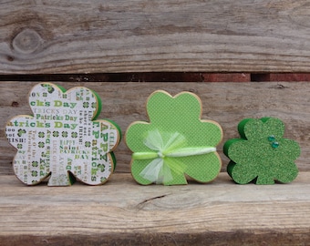St. Patricks Decor- Spring Decor- Shamrock Decor- Shamrocks Set of 3