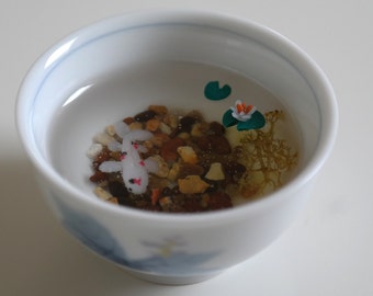 Miniature Polymer Clay & Resin Koi Fish Pond in a Cup