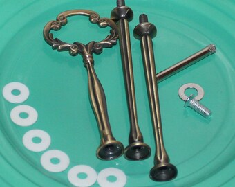 3 tier cake stand Bronze Clover hardware handle , Heavy with drill bit set, DIY cake plate or dessert stands