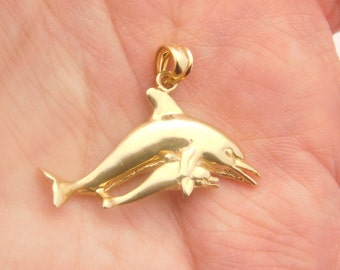 14K Yellow Gold Dolphin Pendant
