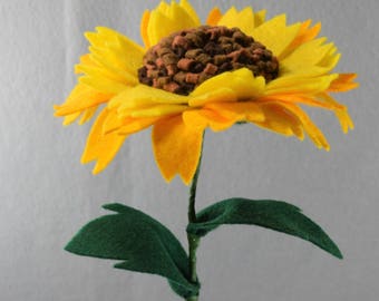 Artificial Flower Sunflower Made-To-Order - Fake Flower, Felt Flower on a Stem, Artificial Sunflower, Fake Sunflower, Kansas State Flower