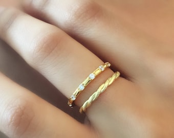 Thin Twisted Ring. Gold Adjustable Ring. Rope Ring. Sterling Silver Open Ring. Minimalist Jewelry. Stacking Ring. Dainty Gold Ring