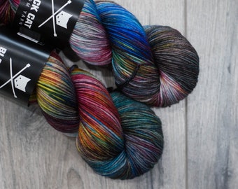 DK weight merino yarn 100% Superwash Merino Sweater weight yarn. Double Knit Weight yarn. Nyan. Multi-colored rainbow yarn.