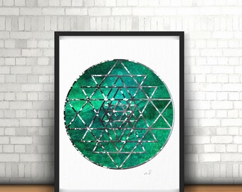 Spiritual Wall Art, Sacred Geometry, Mandala Art Print, Yoga Studio Decor Zen Wall Art Buddhist Art Mandala Illustration Hindu Decor New Age