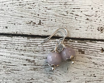 Pink Amethyst and Fine/Sterling Silver Earrings - Free U.S. Shipping