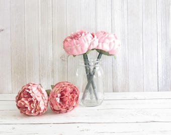 Dusty Rose Peony Pen - Flower Pen - Wedding Favors - Party Favors - Office Pens - Wedding Guest Book Pen
