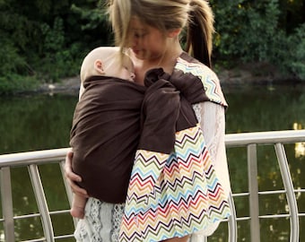 Linen Ring Sling Baby Carrier Baby Sling - Rainbow Chevron- Perfect for Summer Babywearing -Conforms To Your Baby's Shape Newborn to Toddler