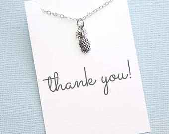 Hostess Gifts | Pineapple Necklace, Pineapple Charm, Foodie Gift, Thank You Gift, Coworker Gift, Hosting, Thanksgiving Gift | H07