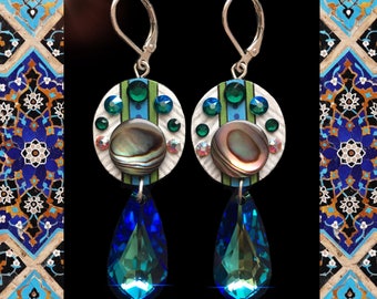 Swarovski Crystal and shell earrings