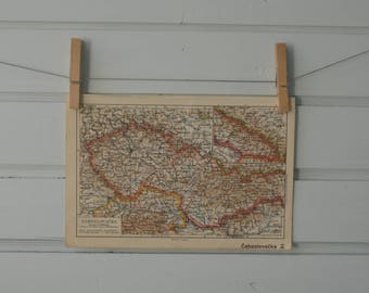 1938 Vintage Czechoslovakia Map