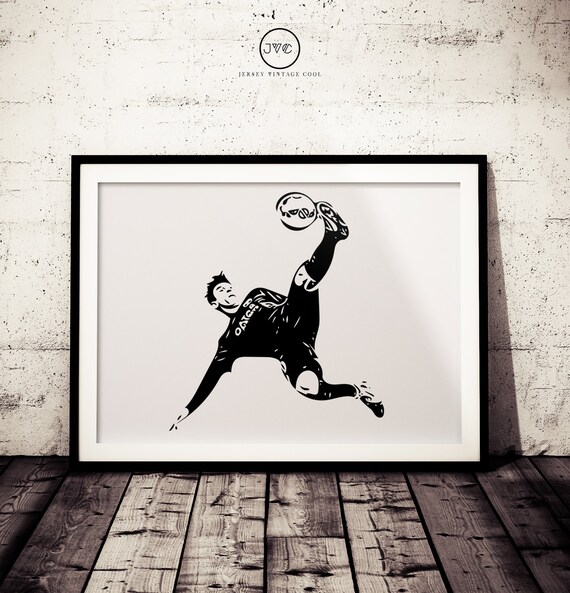 Soccer superstar black and white wall art minimalist poster Soccer superstar black and white wall art minimalist poster