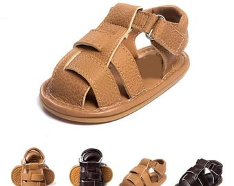 Unisex baby sandals, baby gladiator sandals, leather look baby sandals