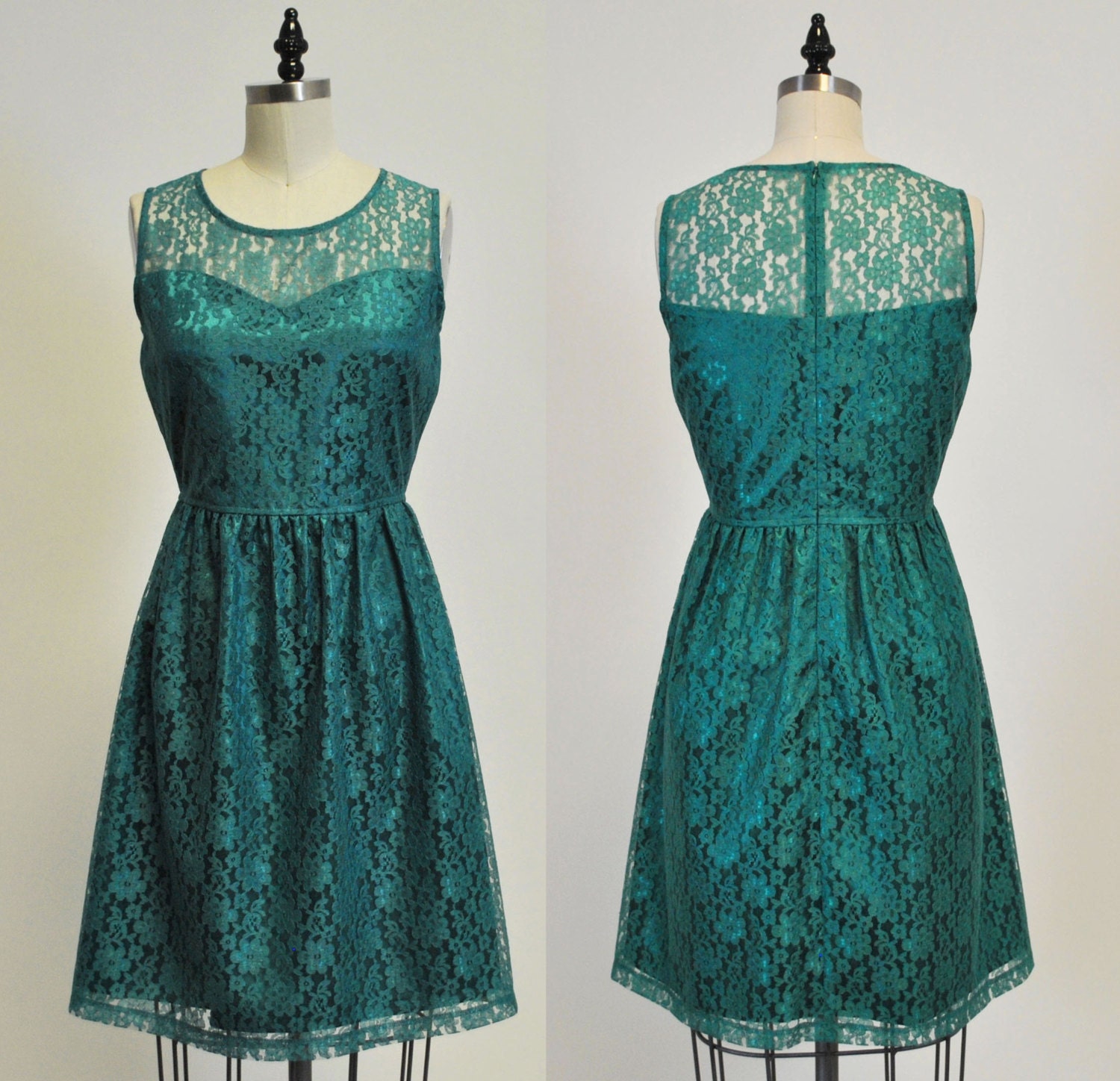 PROVENCE Jade Jade green lace dress sweetheart neckline