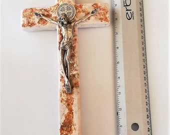 Wall stone cross from Medjugorje, 11.5" handmade catholic cross, religious wall decor, christian gifts, cross wall decor, unique wall cross