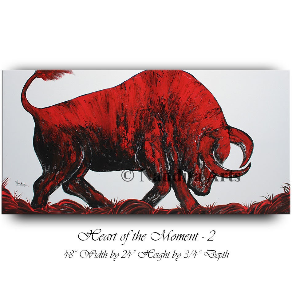 Animal Bull Wall Art ABSTRACT PAINTING 48 Red BULL Art