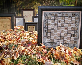PLUM STREET SAMPLERS Dead Man's Chess counted cross stitch patterns Exhumeplary Collection at thecottageneedle.com Halloween