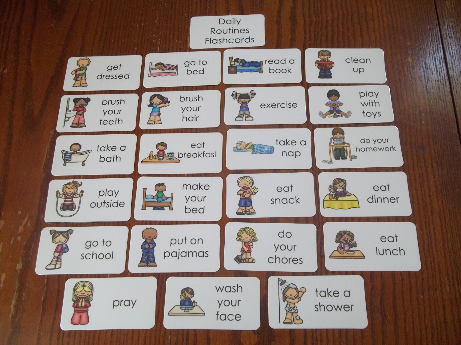 23 Daily Routines Flash Cards. Preschool thru Second Grade