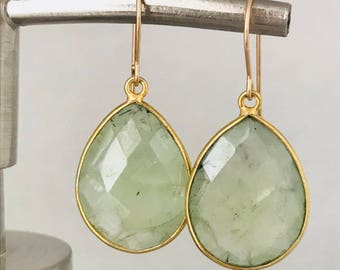 Prehnite Earrings Green Earrings Gemstone Earrings Boho Earrings Drop Earrings Summer Earrings Gift For her
