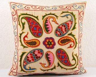 SALE! Handmade Suzani Pillow Cover USP11B, Suzani Pillow, Suzani Throw, Suzani, Decorative pillows, Accent pillows, Small Price