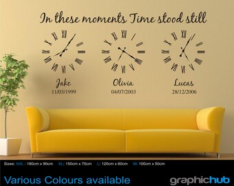 Personalised family wall art sticker, In these moments time stood still sticker decal