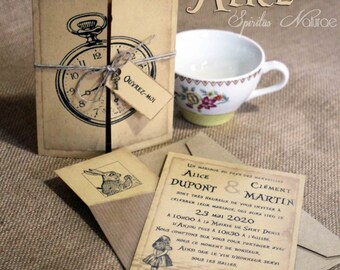 Wedding invitation Alice in Wonderland x10