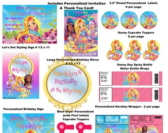 Sunny Day Inspired Party Package Printables-Sunny Day Huge Birthday Party Digital Package with Invitation & Thank You- Personalized FREE