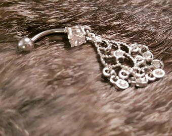 One of a kind piece of 12 mm barbell piercing jewellry with rhinestones and art nouveau feeling - ATS, tribal fusion bellydance, gothic