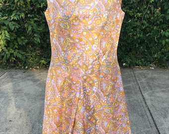 Vintage 60s Mod Hippie Paisley Tunic Dress