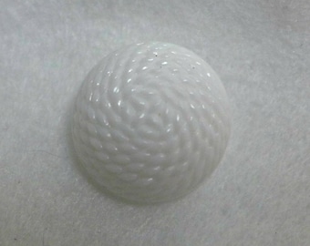 5 white glass buttons, dome - 23mm